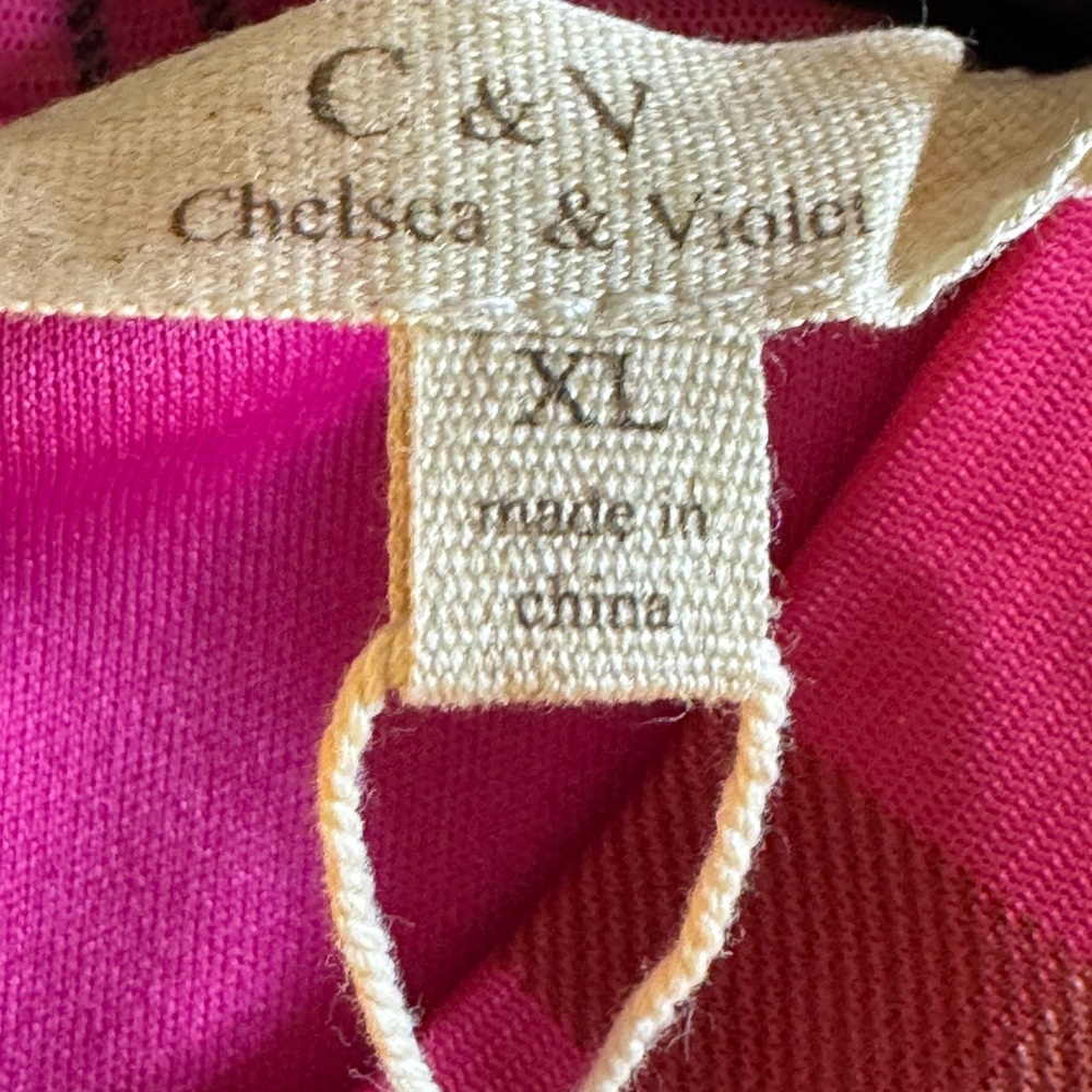 Chelsea and Violet Top Womens Sz XL plaid mesh chiffon cheer mock turtleneck New - Picture 5 of 13